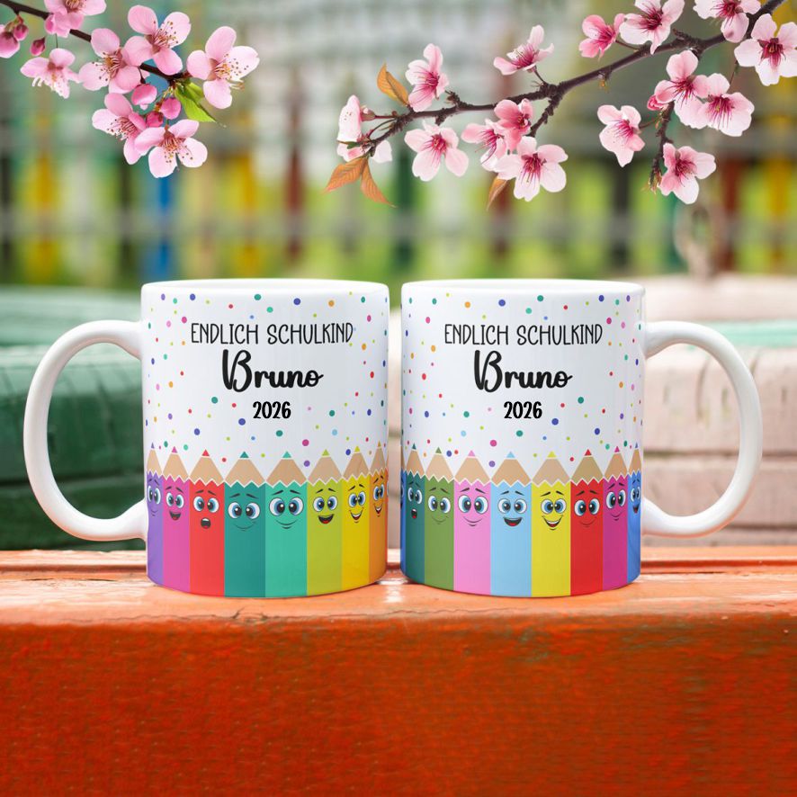 Tasse Einschulung mit Name Personalisieren - Endlich Schulkind - FOTOFOL