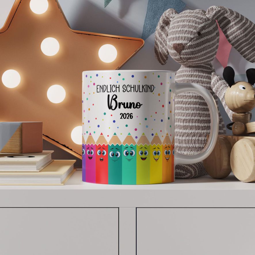 Tasse Einschulung mit Name Personalisieren - Endlich Schulkind - FOTOFOL