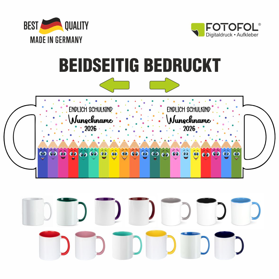 Tasse Einschulung mit Name Personalisieren - Endlich Schulkind - FOTOFOL