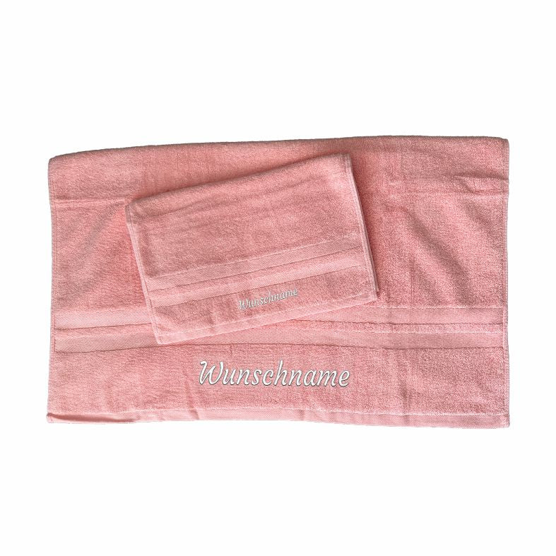 2er Set Handtuch 70x35cm Badetuch 140x70cm PERSONALISIERT mit Name 100%Baumwolle