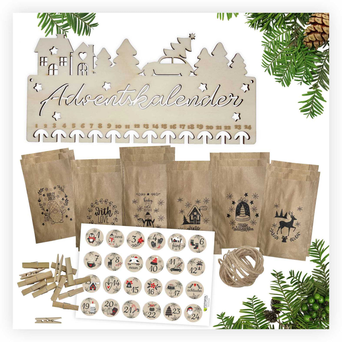Adventskalender aus natürlichem Birkensperrholz - selbst basteln - FOTOFOL