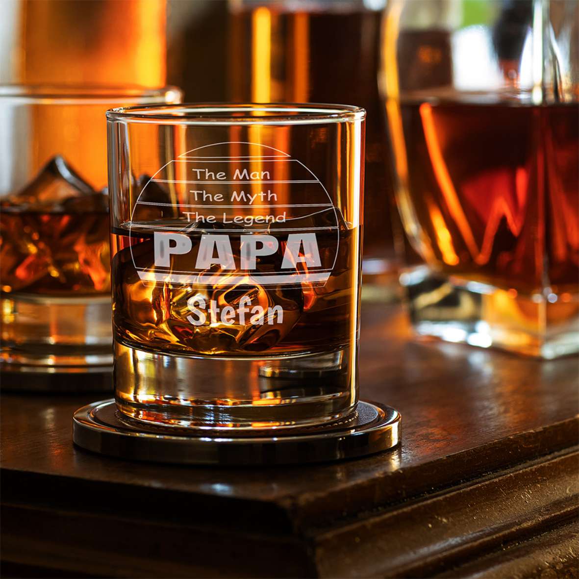 Personalisiertes Whiskey Glas "The Men, The Myth, The Legend - PAPA" - Wunschname - FOTOFOL