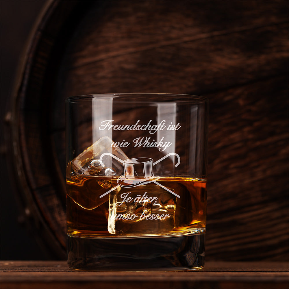 Whiskey Glas SET mit Gravur I Freundschaft ist wie Whisky Je älter, umso besser. - FOTOFOL