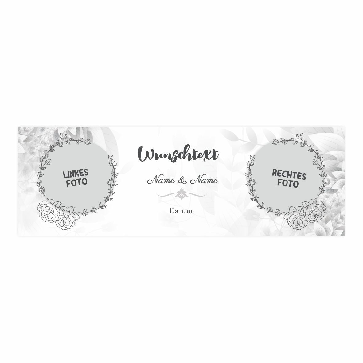 Personalisiertes Banner zur Hochzeit mit Fotos, Namen, Datum und Wunschtext - FOTOFOL