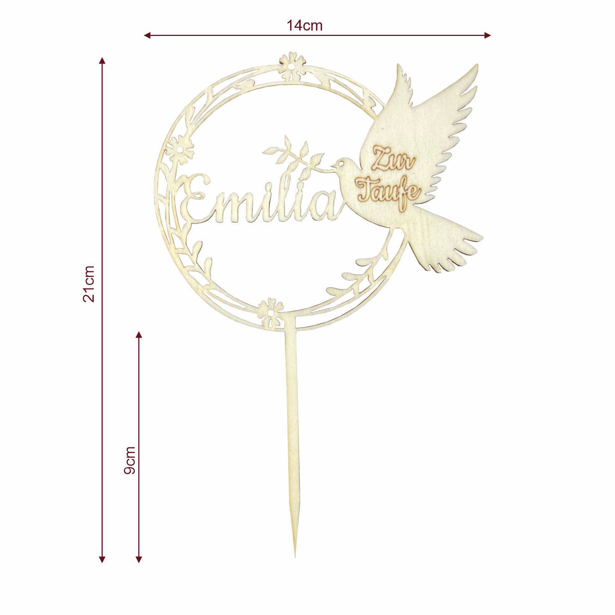 CAKE TOPPER Taufe Wunschname personalisiert - Tortendeko & Kuchendeko - FOTOFOL