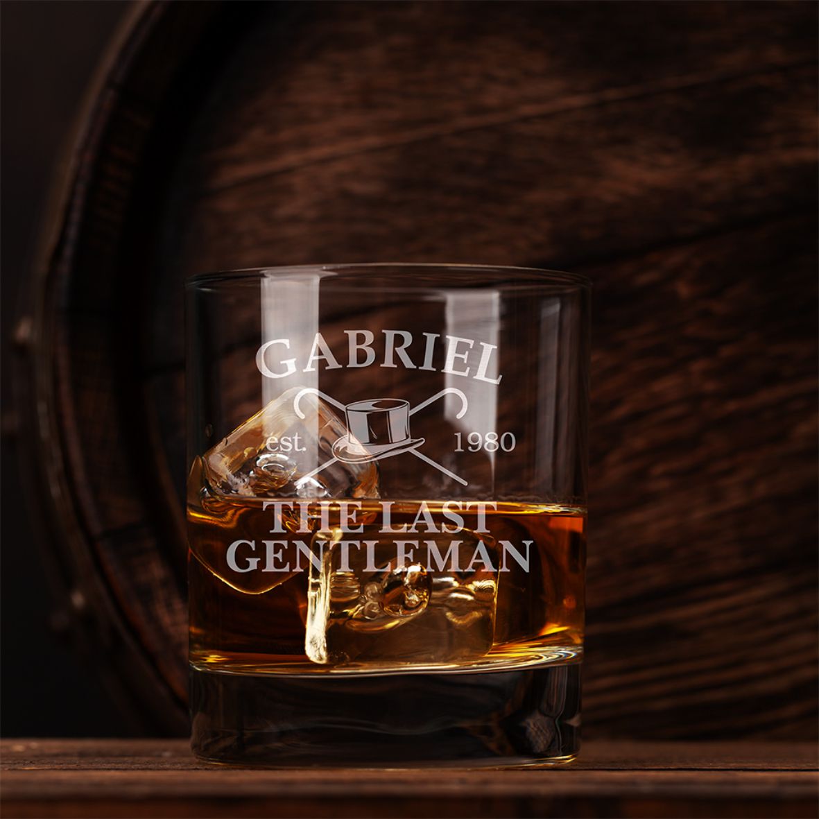 Whiskey Glas SET mit Gravur I "The last gentleman" mit Name und Geburtsjahr - FOTOFOL