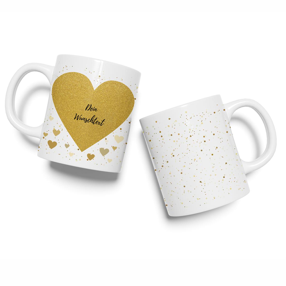 FOTOFOL - Personalisierte Tasse - goldenes Herz - personalisiert mit Wunschtext