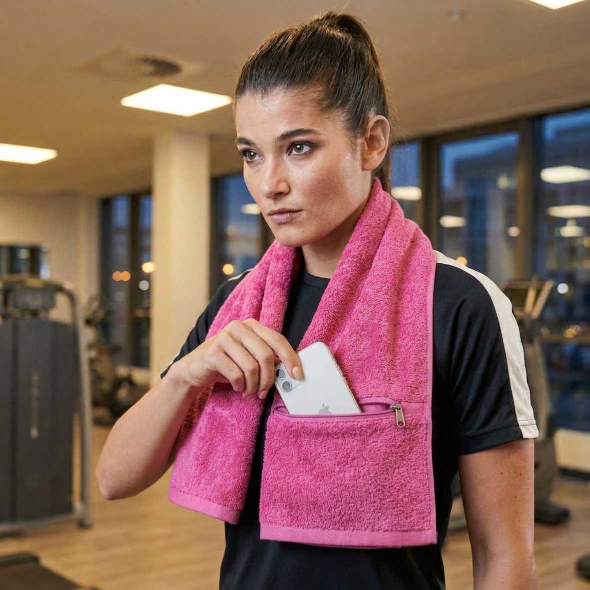 FOTOFOL - Fitness Sport Trainings Handtuch PERSONALISIERT mit Name 100% Baumwolle 40x100cm