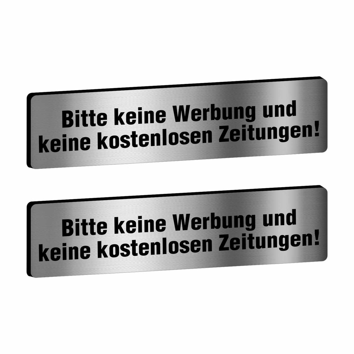 2x Bitte keine Werbung Briefkastenschild selbstklebend - Schild mit Gravur für Briefkasten - FOTOFOL