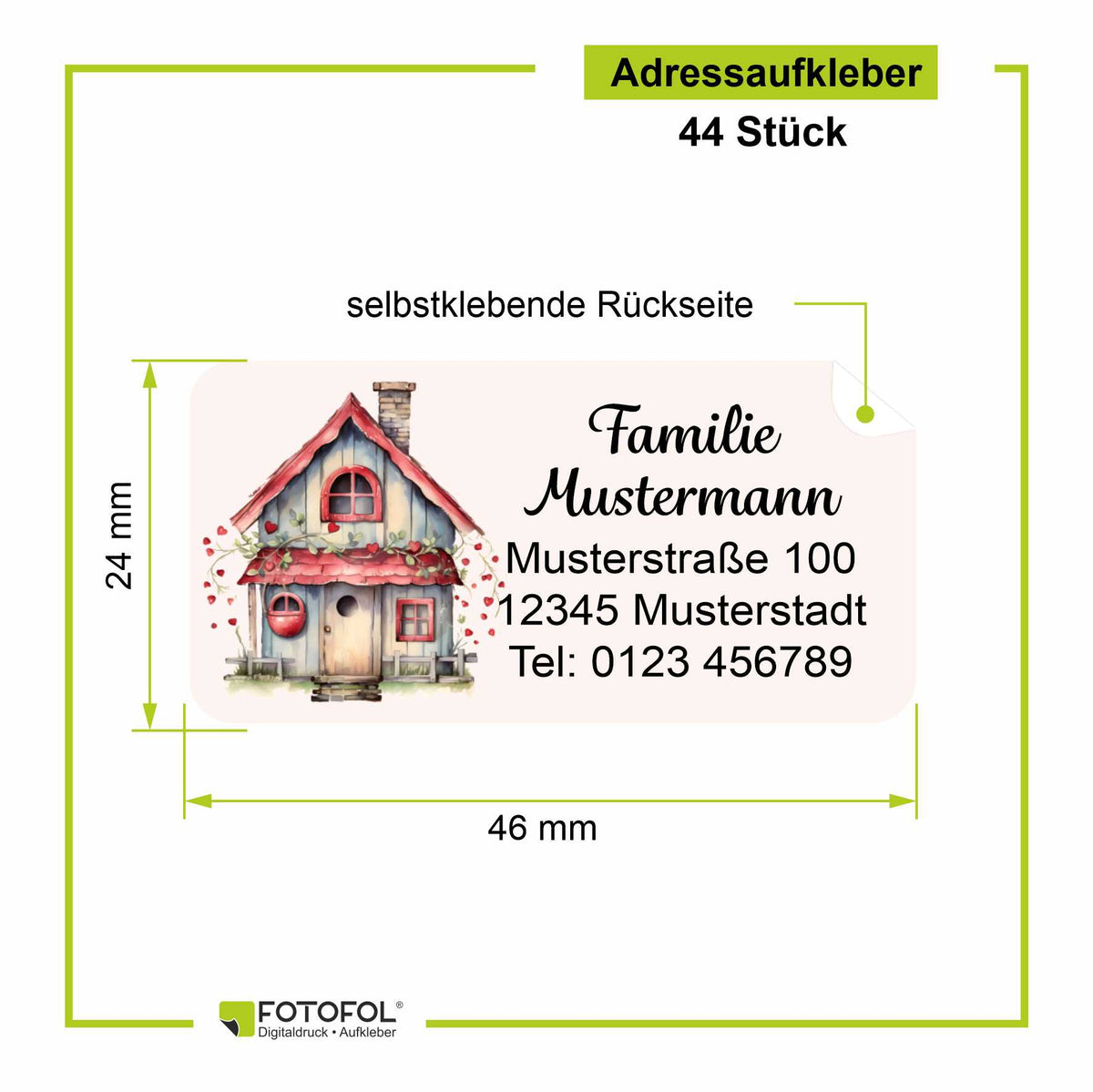 FOTOFOL Individuelle Adressaufkleber mit vielen Motiven & Farben | Kleine Adressaufkleber & Adressetiketten selbst gestalten | Adressetiketten/Adressaufkleber in höchster Qualität | Ideal für das Versenden Ihrer Briefe oder Pakete