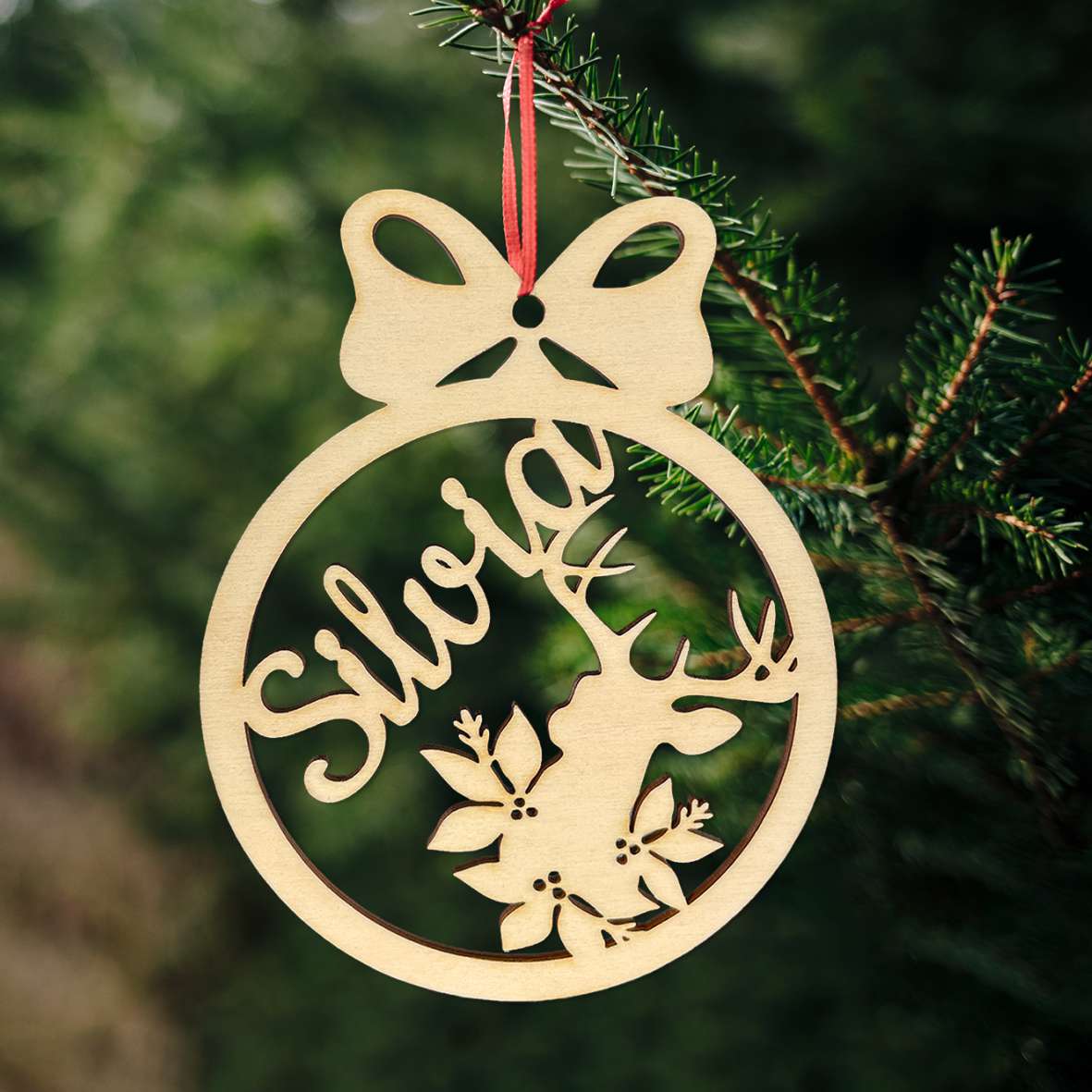 FOTOFOL Personalisierte Weihnachtskugeln aus Holz | Christbaumkugeln mit Namen | Schmücken Sie Ihren Baum mit bezaubernden Weihnachtskugeln aus Holz | Gestalte deine personalisierten Weihnachtskugeln ganz einfach selbst und schaffe so eine bleibende Erinnerung