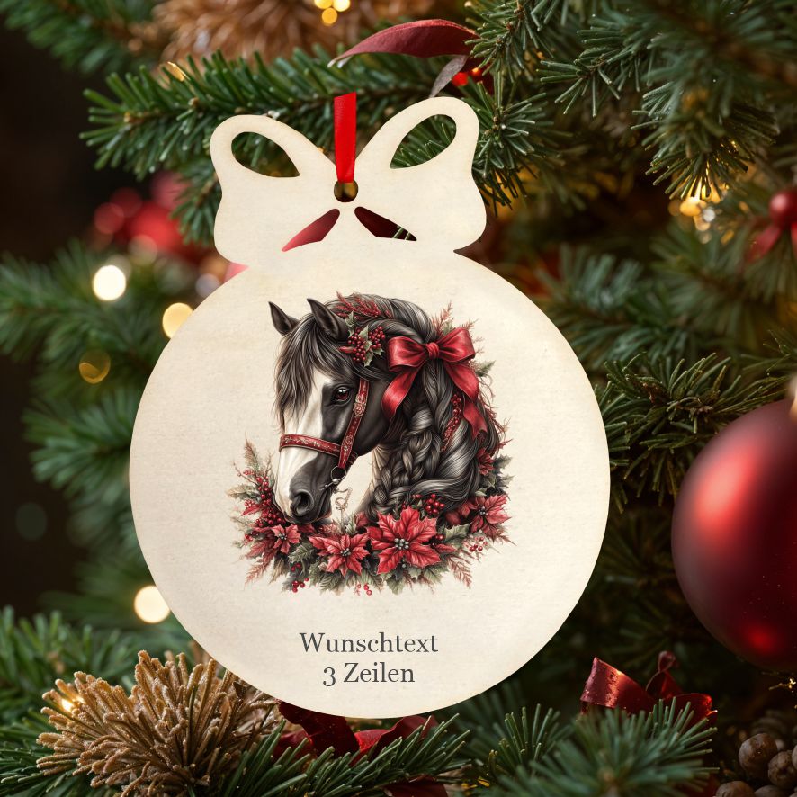 Personalisierte bunte Holz-Weihnachtskugeln -Pferd - FOTOFOL