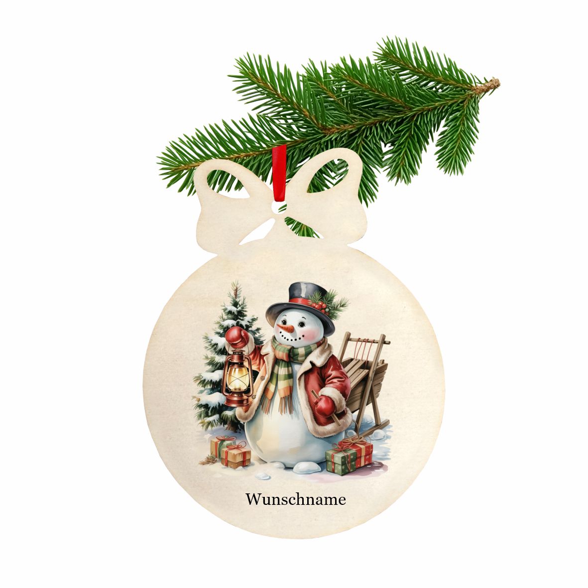 Personalisierte bunte Holz-Weihnachtskugeln - Schneemann - FOTOFOL