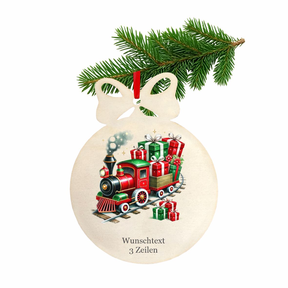 Personalisierte bunte Holz-Weihnachtskugeln -Zug - FOTOFOL