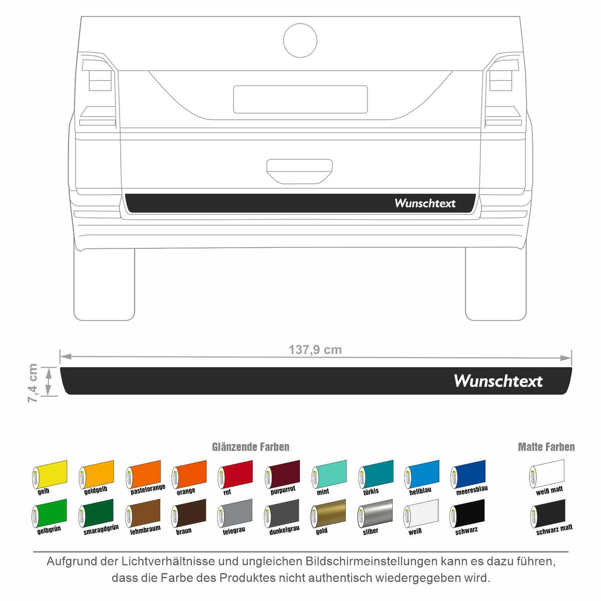 Heckklappen Heckstreifen Aufkleber Wunschtext passend für VW T6.1 T6 T5 Multivan Bulli - Streifen 1 - FOTOFOL