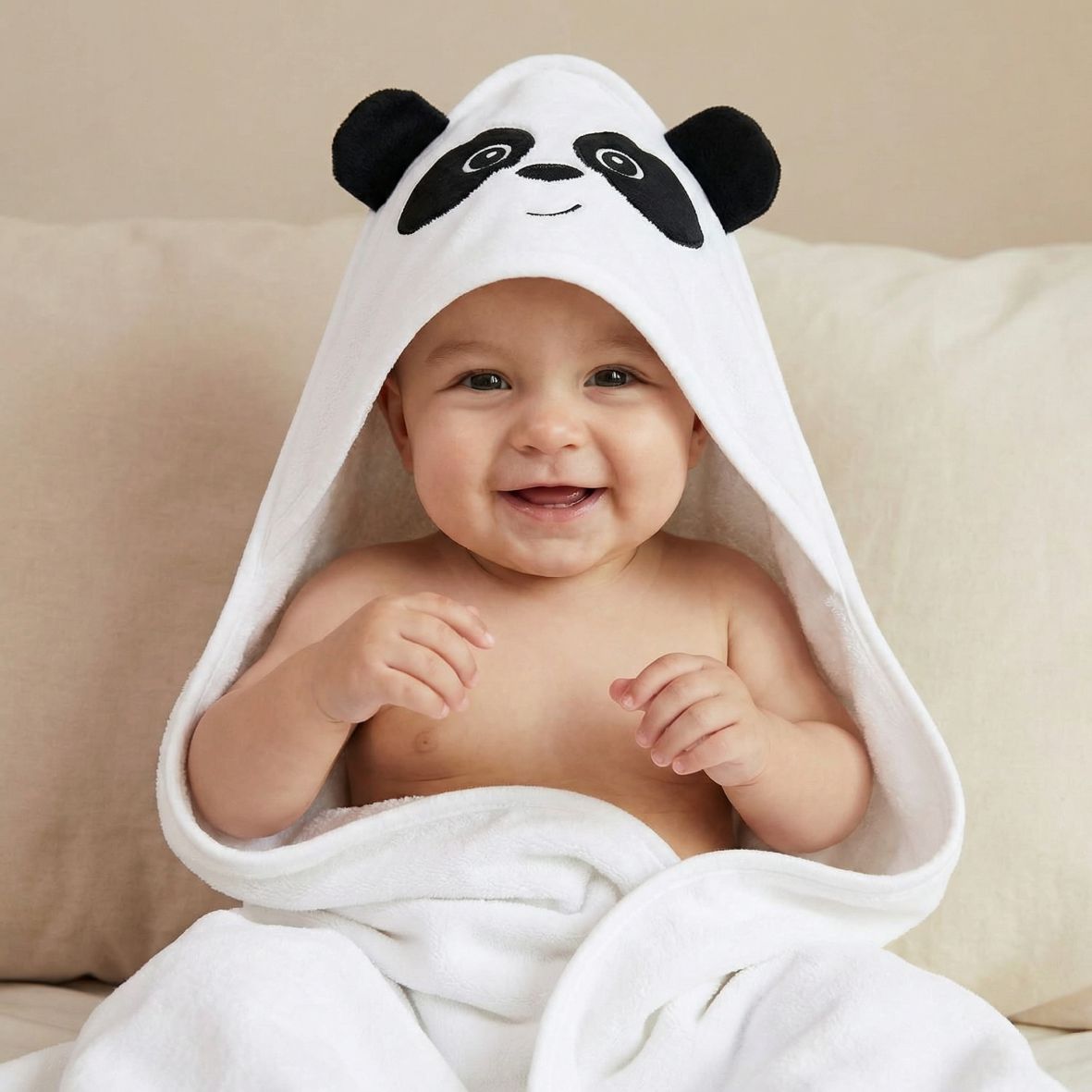 Kapuzenhandtuch Baby 90x90 cm aus 100% Bambus personalisiert mit Namen - FOTOFOL