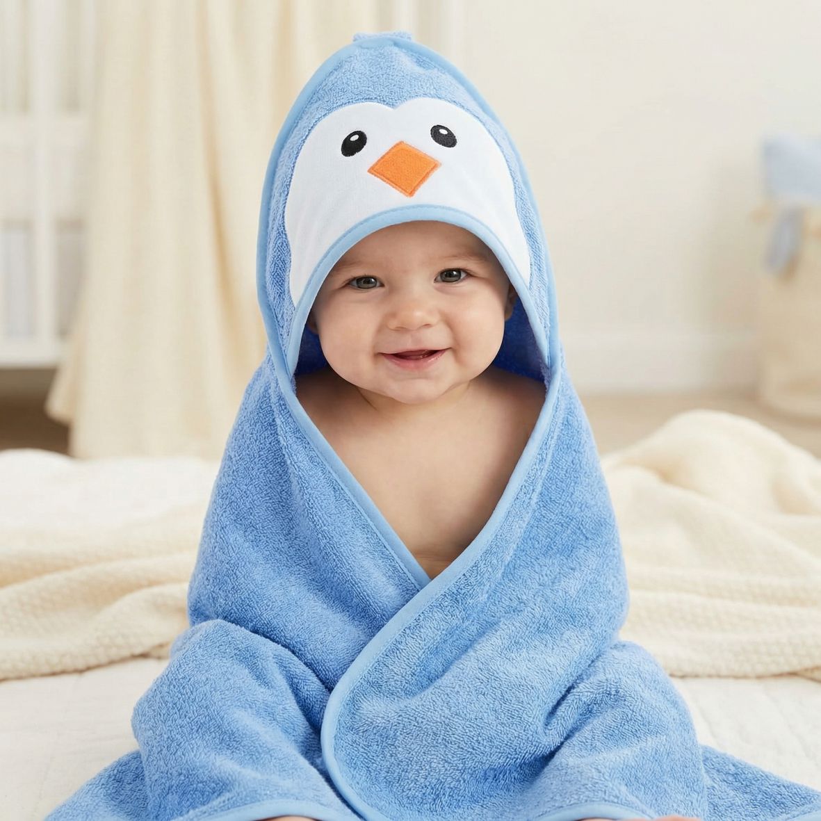 Kapuzenhandtuch Baby 90x90 cm aus 100% Bambus personalisiert mit Namen - FOTOFOL