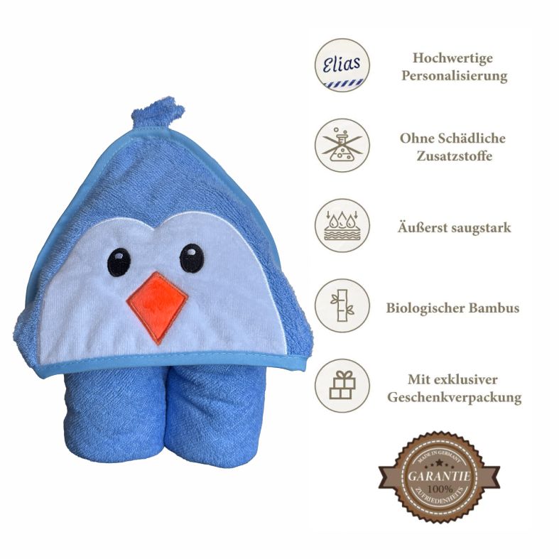 Kapuzenhandtuch Baby 90x90 cm aus 100% Bambus personalisiert mit Namen - FOTOFOL