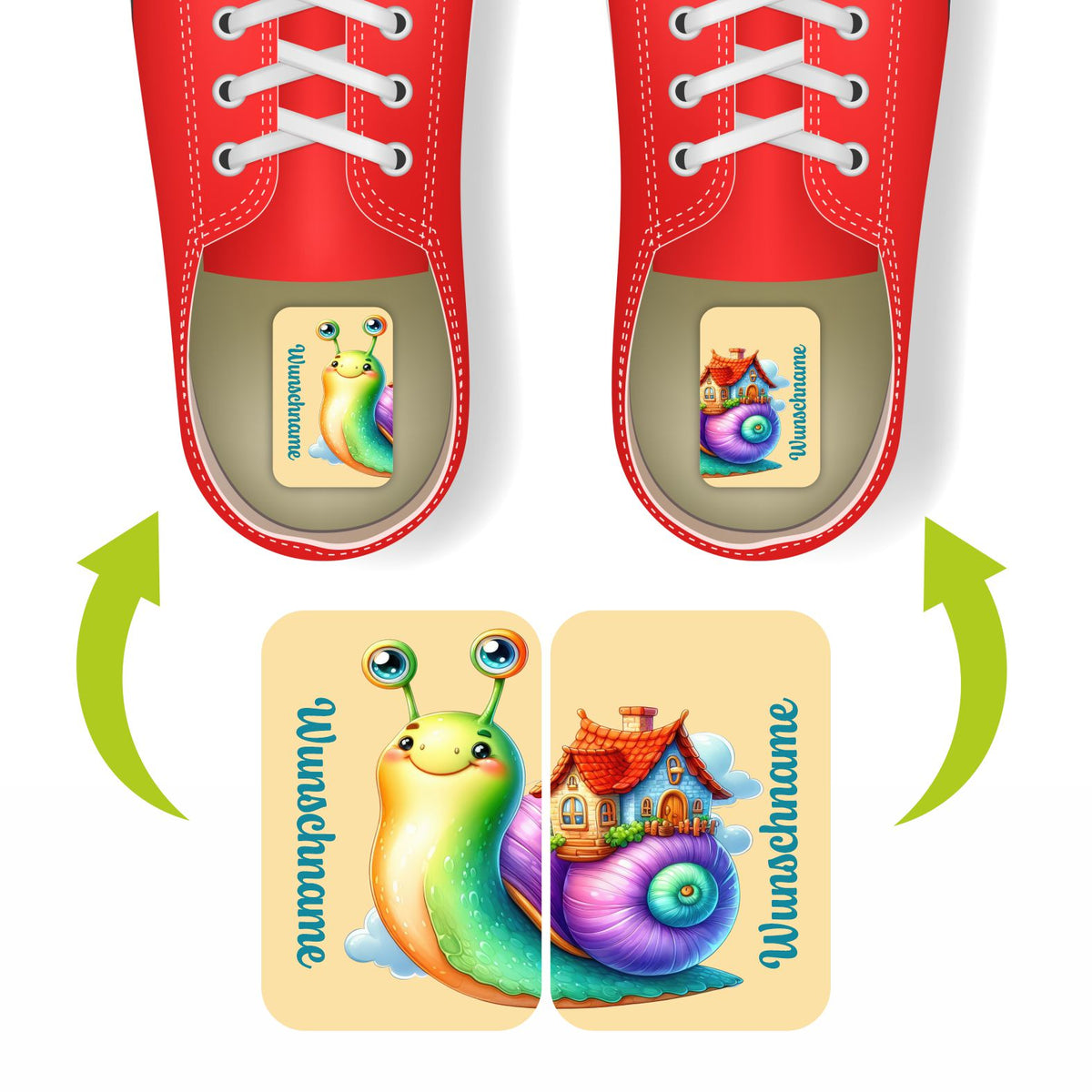 Namensaufkleber Set für Schuhe - individuell personalisierte Etiketten mit Wunschname - FOTOFOL