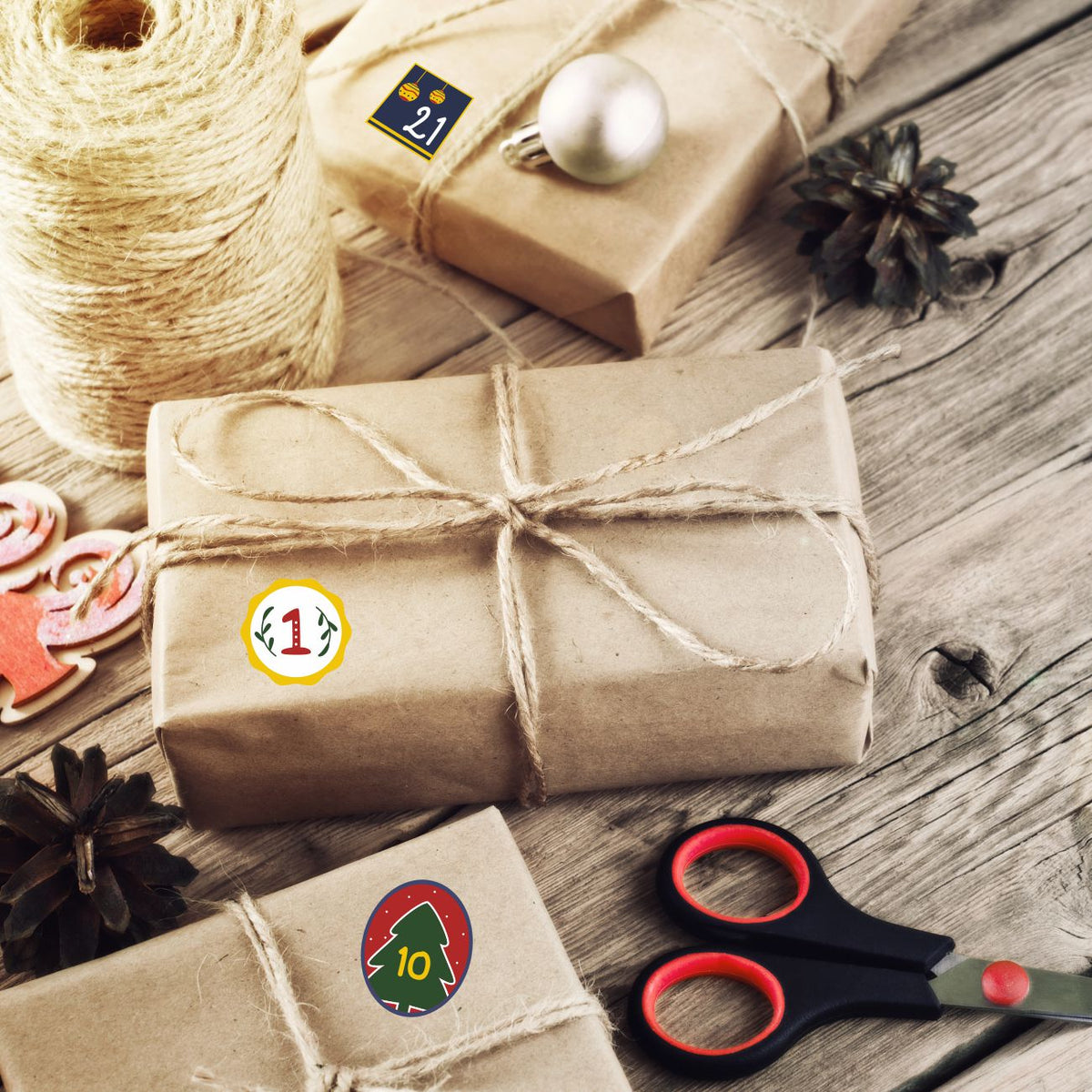 Adventskalender Zahlen Sticker Weihnachten - Set 4 - FOTOFOL