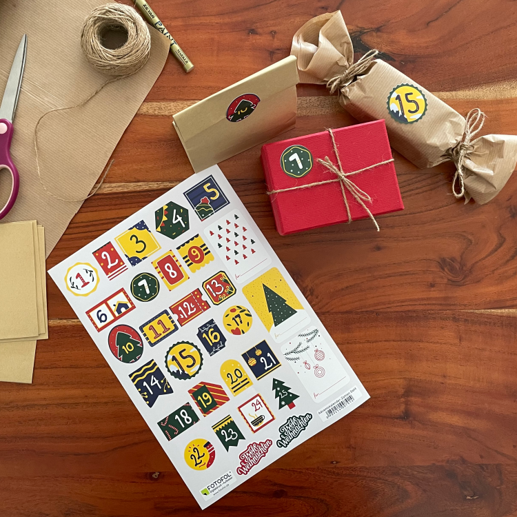 Adventskalender Zahlen Sticker Weihnachten - Set 4 - FOTOFOL