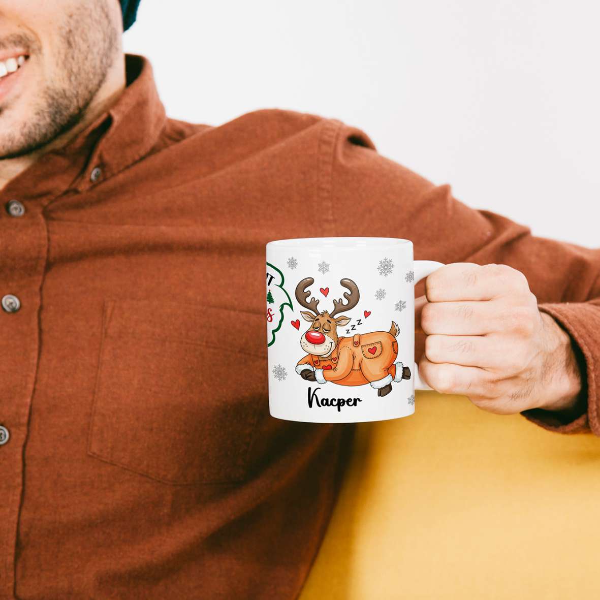 FOTOFOL - Tasse zu Weihnachten - Personalisiert mit Namen oder Wunschtext - Weihnachtstasse - Glühwein-Tasse - Geschenk-Idee für Familie und Freunde - 330ml