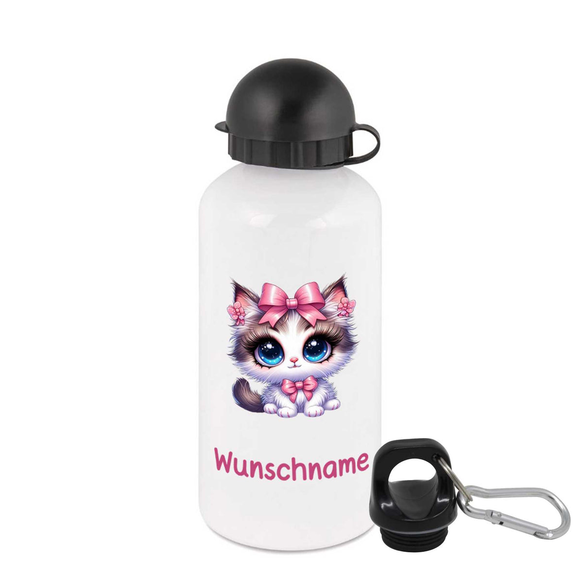 Trinkflasche für Kinder personalisiert mit Namen - Katze - FOTOFOL
