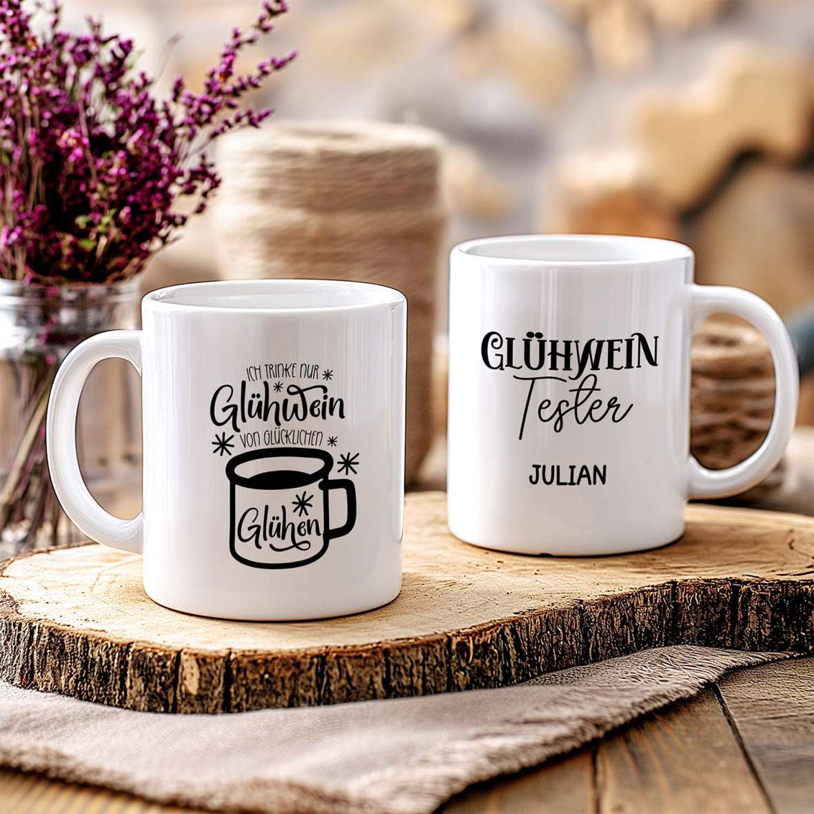 FOTOFOL-Tasse zu Weihnachten - Personalisiert mit Namen oder Wunschtext -Weihnachtstasse - Glühwein-Tasse - Geschenk-Idee für Familie und Freunde