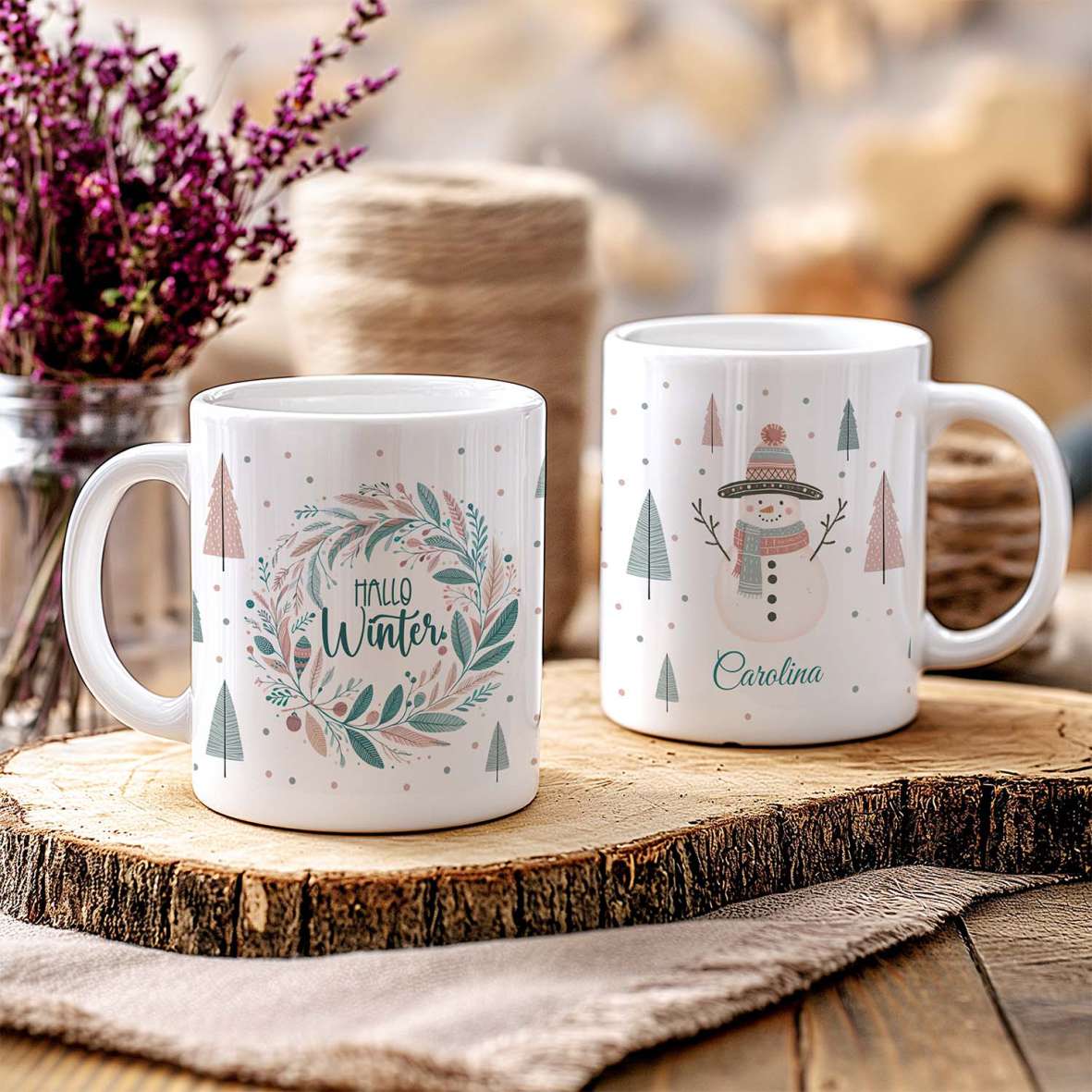 FOTOFOL - Tasse zu Weihnachten - Personalisiert mit Namen oder Wunschtext - Weihnachtstasse - Glühwein-Tasse - Geschenk-Idee für Familie und Freunde - 330ml
