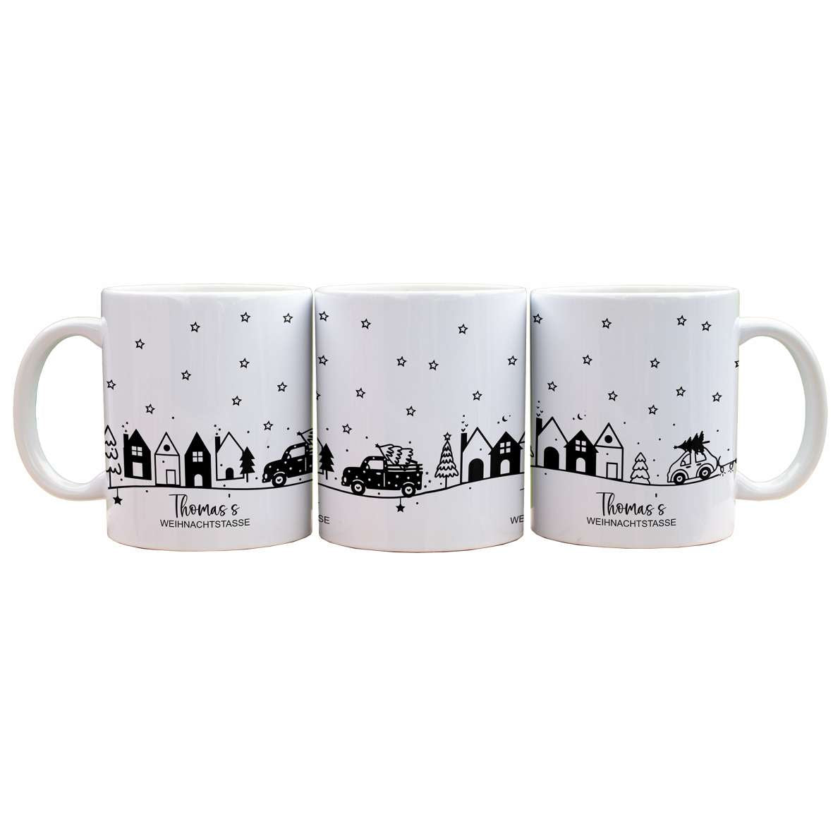 FOTOFOL - Tasse zu Weihnachten - Personalisiert mit Namen oder Wunschtext - Weihnachtstasse - Glühwein-Tasse - Geschenk-Idee für Familie und Freunde - 330ml