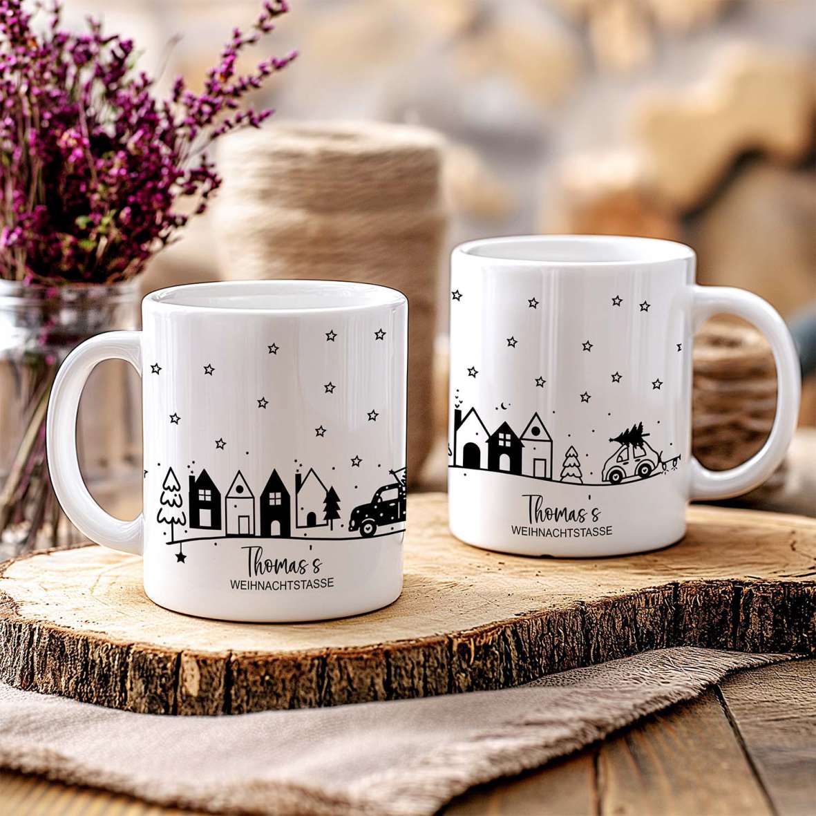 FOTOFOL - Tasse zu Weihnachten - Personalisiert mit Namen oder Wunschtext - Weihnachtstasse - Glühwein-Tasse - Geschenk-Idee für Familie und Freunde - 330ml