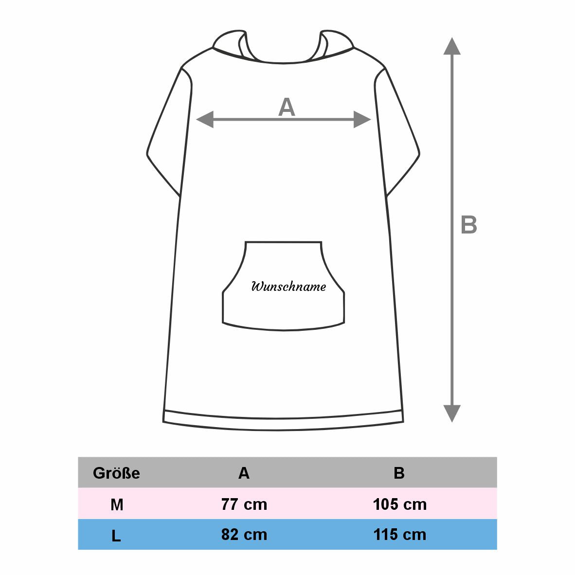 FOTOFOL - Badeponcho Unisex aus 100% Baumwolle PERSONALISIERT mit Name Kapuzen-Bademantel