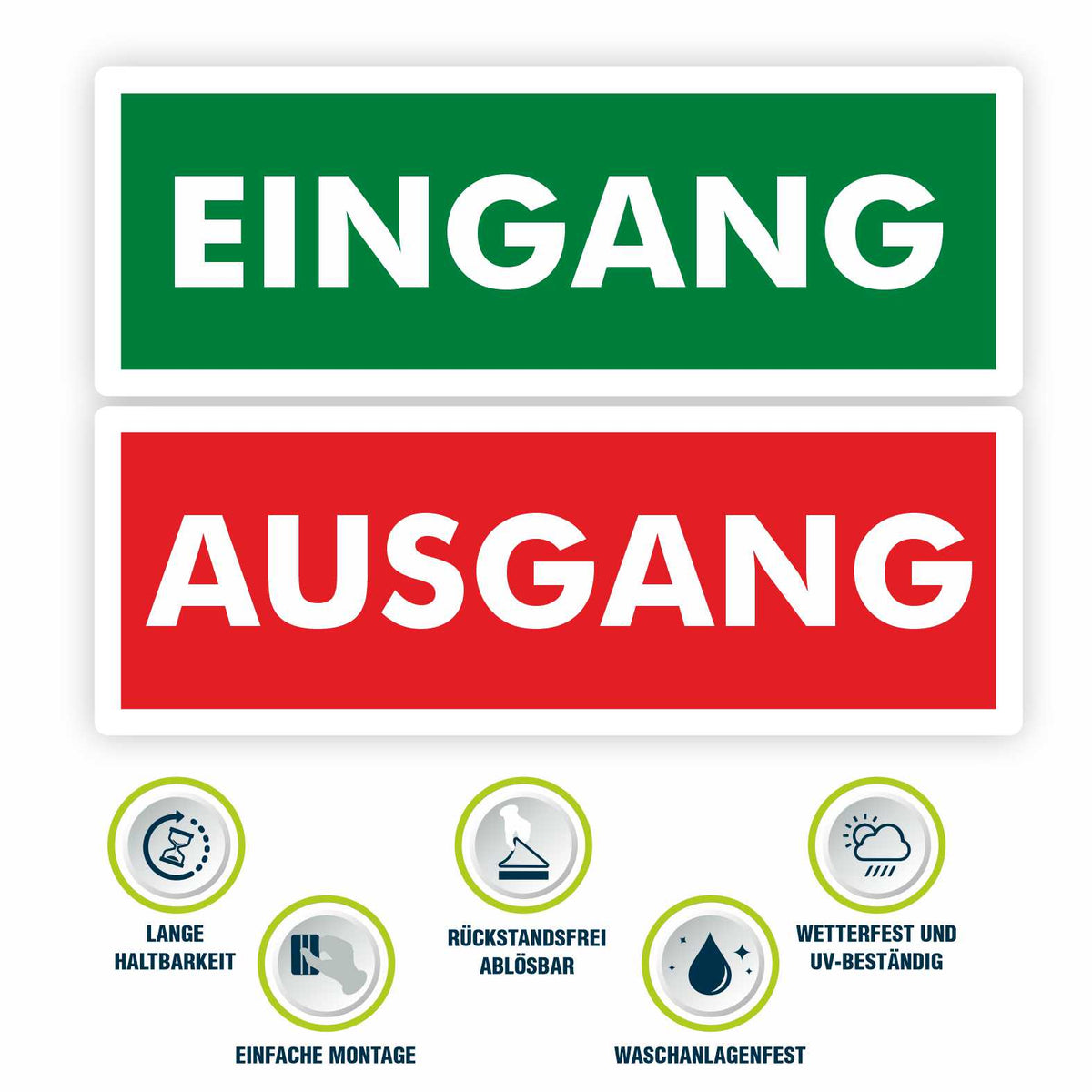 1x Aufkleber "EINGANG" und 1x Aufkleber "AUSGANG" 21x7,5 cm - FOTOFOL