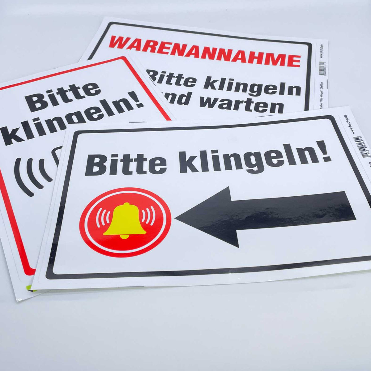 Aufkleber 29x20cm "Bitte klingeln - Pfeil rechts oder links" - Hinweisaufkleber für den Innen- und Außenbereich - Folie selbstklebend - FOTOFOL
