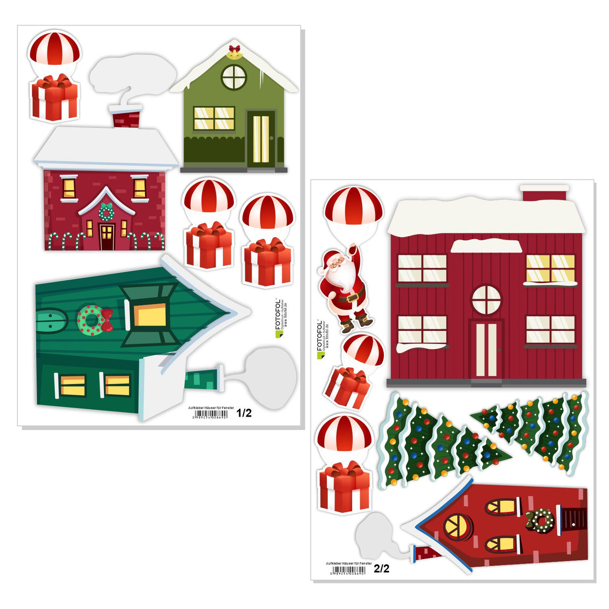 Aufkleber Weihnachten Häuser - Weihnachtsmann-Geschenke, Weihnachtsdekoration – Möbel, Kühlschrank, Fenster, Wand, Laptop - FOTOFOL
