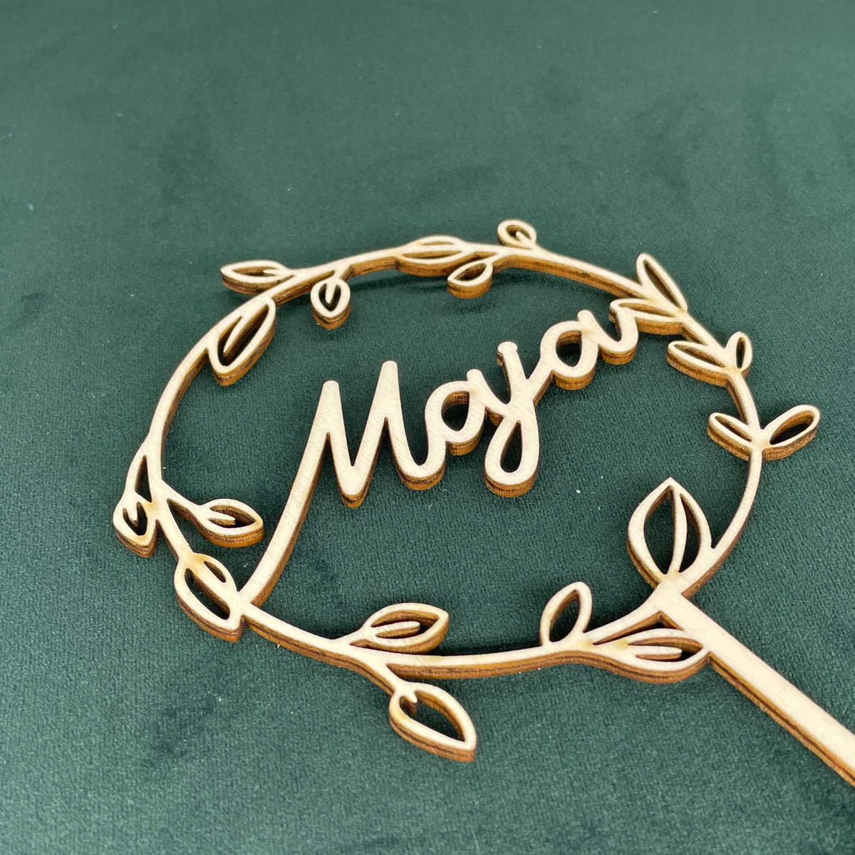 CAKE TOPPER Wunschname personalisiert runder Blumenkranz- Tortendeko & Kuchendeko - FOTOFOL