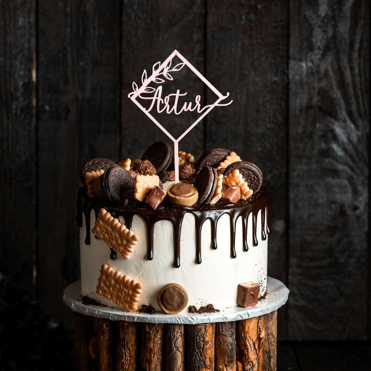 CAKE TOPPER Wunschname personalisiert Quadrat- Tortendeko & Kuchendeko - FOTOFOL