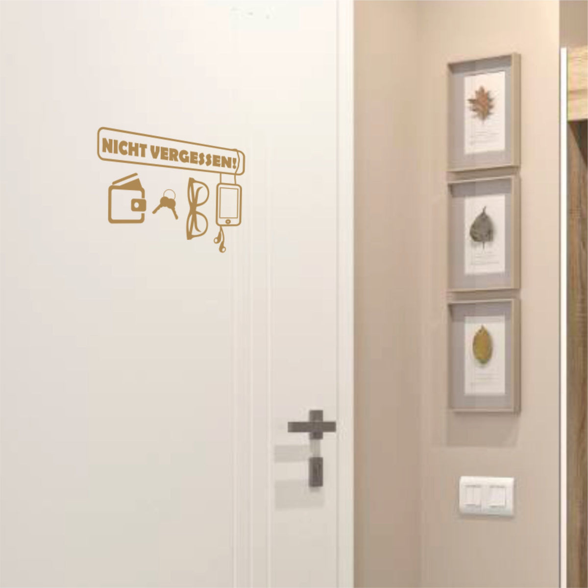 Aufkleber Wandtattoo Handy Brille Geldbeuten Schlüssel nicht vergessen - FOTOFOL