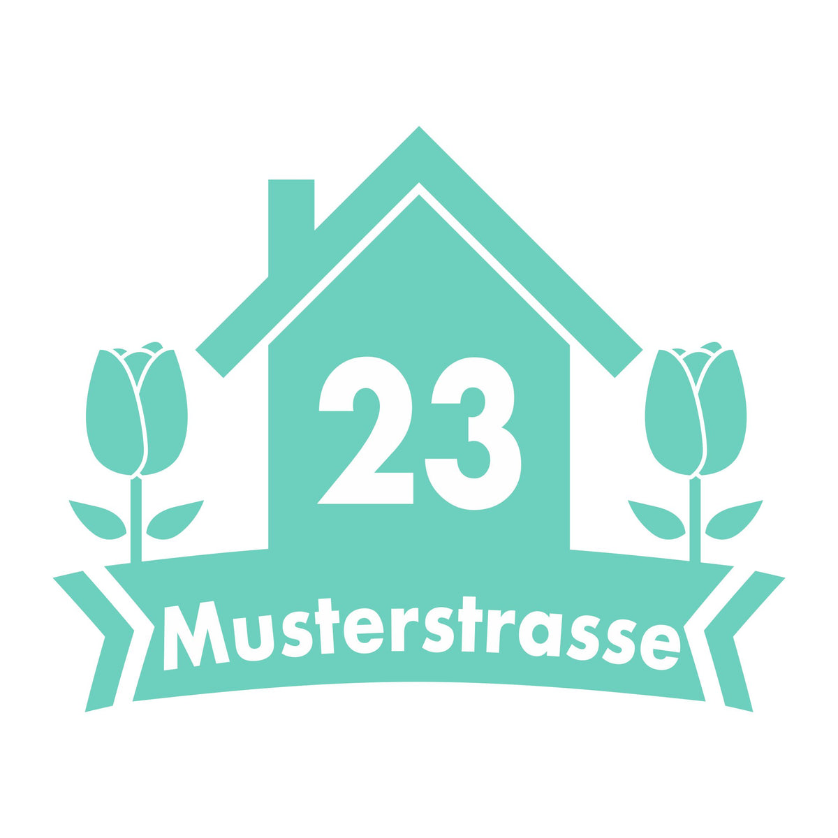 Mülltonne Aufkleber personalisierbar mit Hausnummer und Strasse - Haus Blumen - FOTOFOL