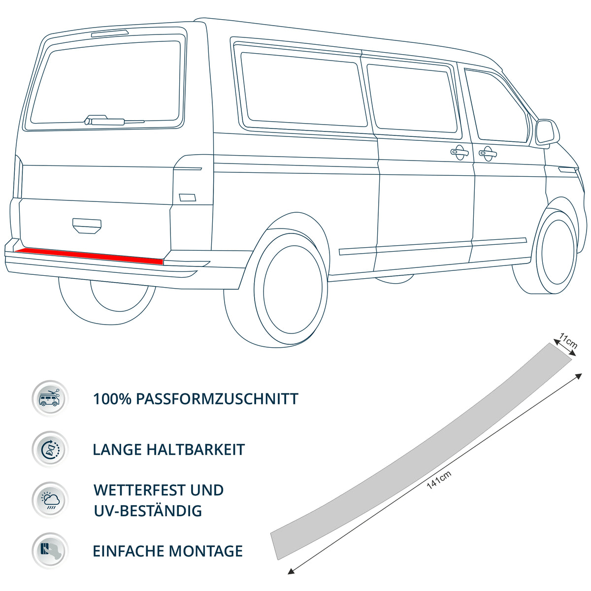 Schutzfolie Auto Ladekante passend für VW Bus Volkswagen Multivan, Caravelle, California T5 / T6 - FOTOFOL