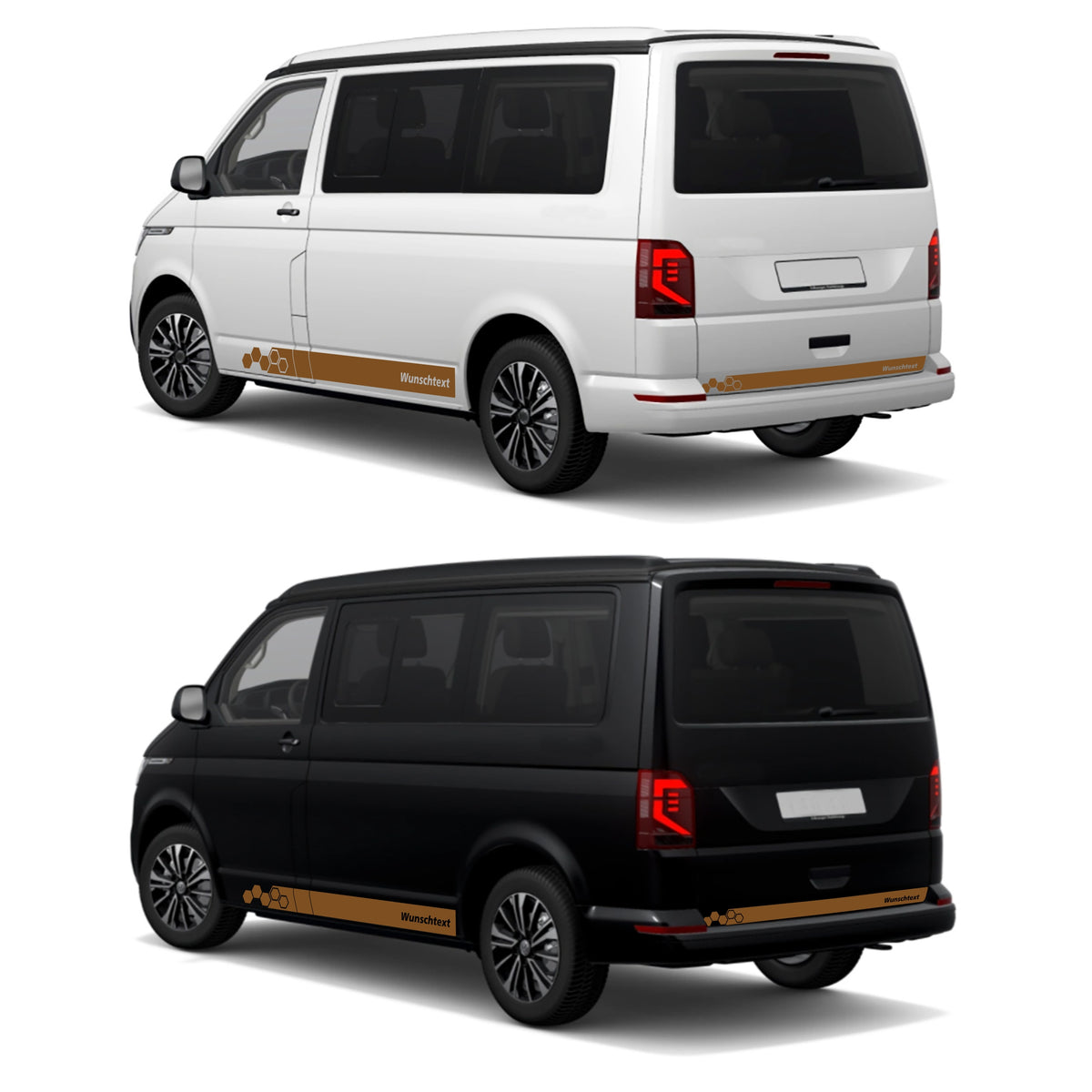 Seitenstreifen WABEN Aufkleber passend für VW T6.1, T6, T5, Multivan, Bulli, Transporter - WUNSCHTEXT - FOTOFOL