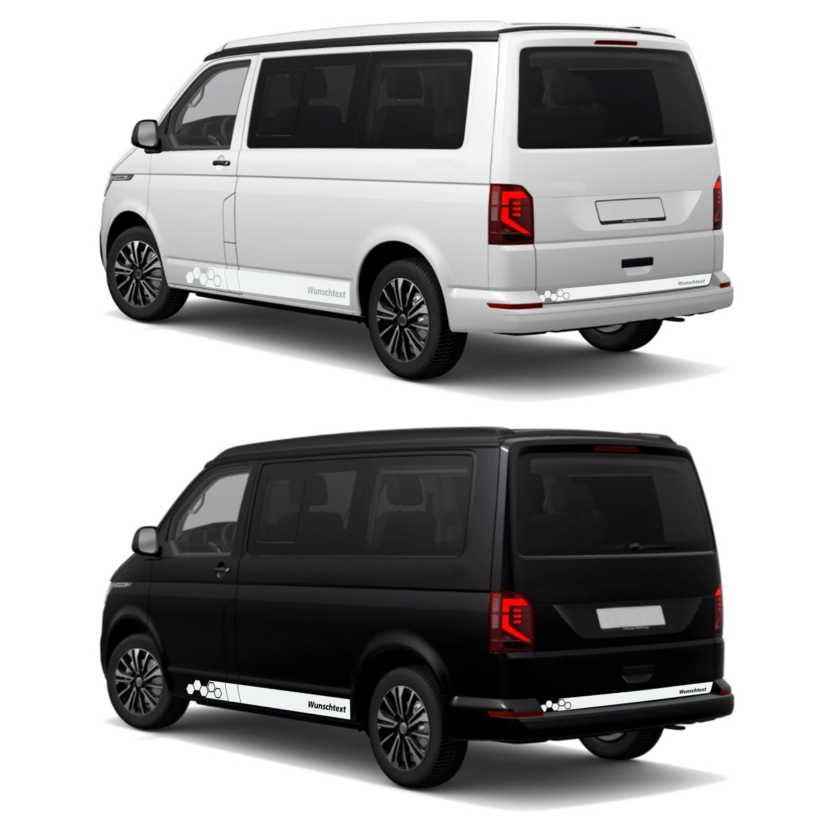 Seitenstreifen WABEN Aufkleber passend für VW T6.1, T6, T5, Multivan, Bulli, Transporter - WUNSCHTEXT - FOTOFOL