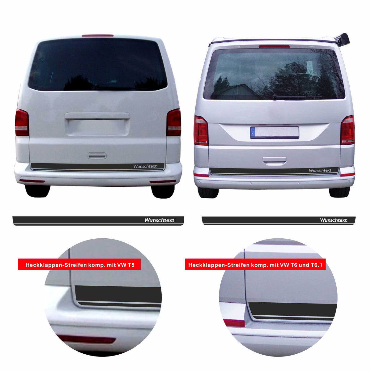 Seitenstreifen Zierstreifen passend für VW T6.1, T6, T5, Multivan, Bulli, Wunschtext, Seitenaufkleber + Rakel - FOTOFOL