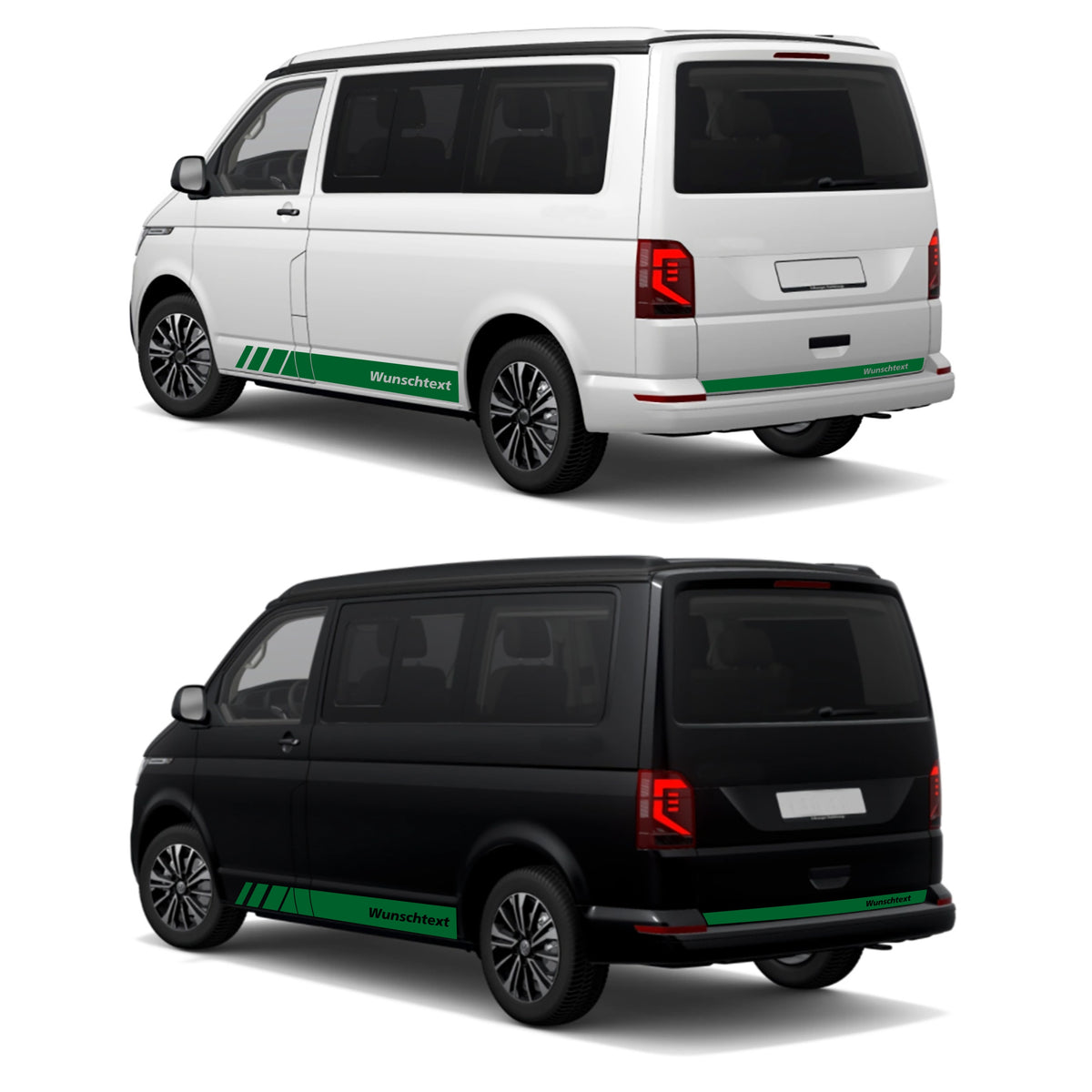 Seitenstreifen passend für VW T6.1, T6, T5, Multivan, Bulli, Wunschtext, Seitenaufkleber + Rakel - FOTOFOL
