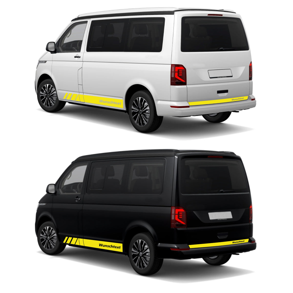 Seitenstreifen passend für VW T6.1, T6, T5, Multivan, Bulli, Wunschtext, Seitenaufkleber + Rakel - FOTOFOL