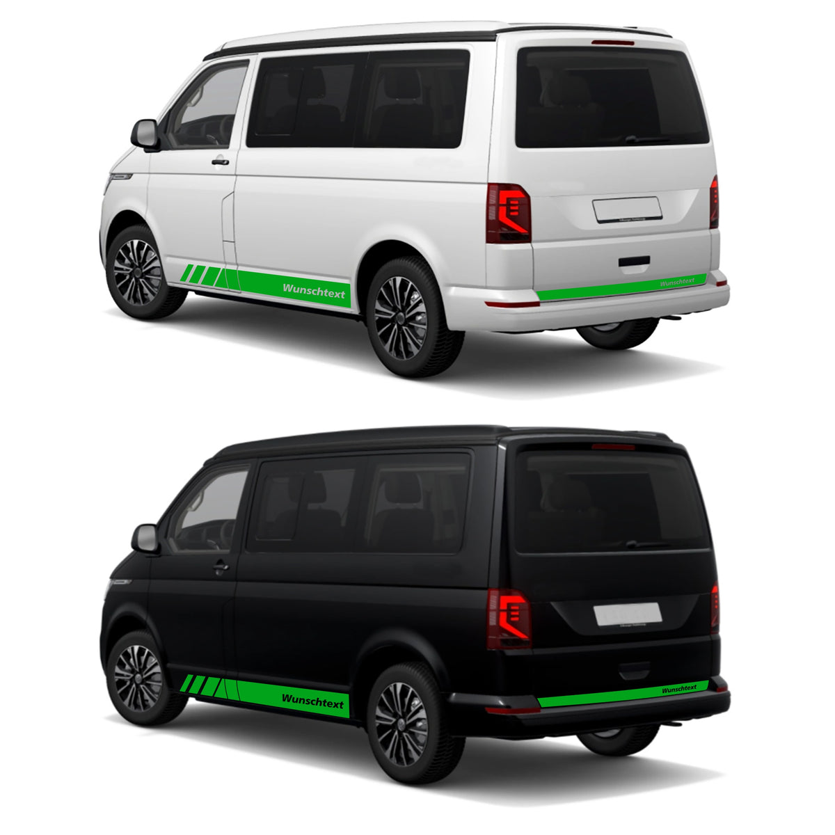 Seitenstreifen passend für VW T6.1, T6, T5, Multivan, Bulli, Wunschtext, Seitenaufkleber + Rakel - FOTOFOL