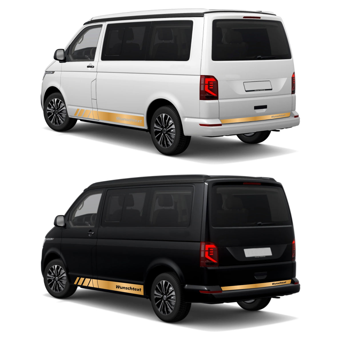 Seitenstreifen passend für VW T6.1, T6, T5, Multivan, Bulli, Wunschtext, Seitenaufkleber + Rakel - FOTOFOL