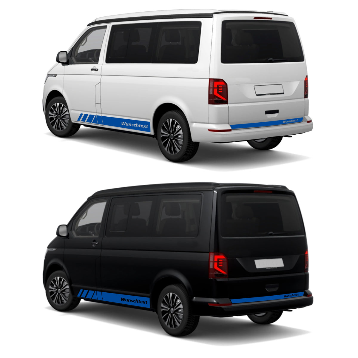 Seitenstreifen passend für VW T6.1, T6, T5, Multivan, Bulli, Wunschtext, Seitenaufkleber + Rakel - FOTOFOL