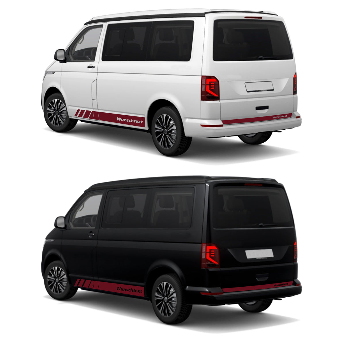 Seitenstreifen passend für VW T6.1, T6, T5, Multivan, Bulli, Wunschtext, Seitenaufkleber + Rakel - FOTOFOL