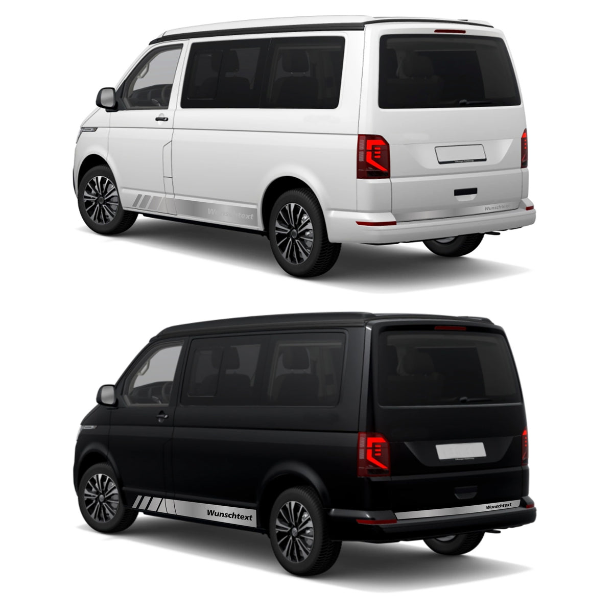 Seitenstreifen passend für VW T6.1, T6, T5, Multivan, Bulli, Wunschtext, Seitenaufkleber + Rakel - FOTOFOL